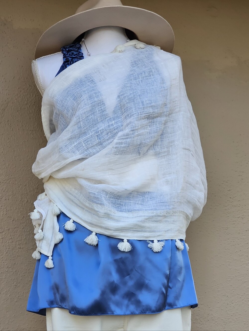 Max Studio Blue Silk Ruffle V-Neck Sleevless Top Sz Sm - Picture 5 of 8